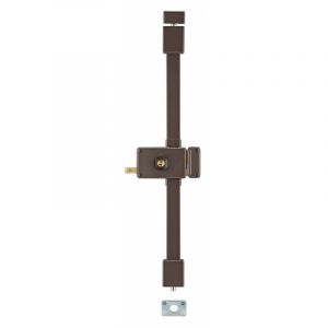 THIRARD Serrure en applique Horga marron cylindre rond transit 2 à tirage 140 x 88 mm droite 4 clés pour porte d'entrée