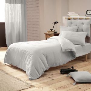 Image de Pack Parure de couette 140x200 cm + Drap housse 90x190 + 1 taie Gaze de coton Bio Gris