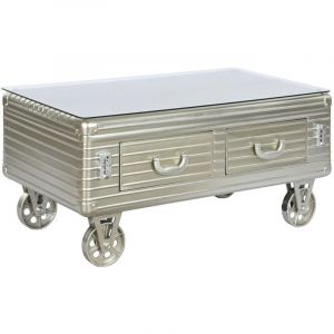 Table Basse Home ESPRIT Métal Verre 100 x 52 x 46 cm