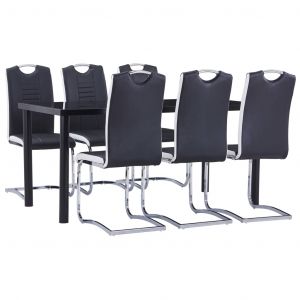 VidaXL Ensemble de Salle à Manger Similicuir Noir 7 pcs Modèle 4 Noir