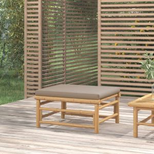 VidaXL Repose-pieds de jardin avec coussin taupe bambou