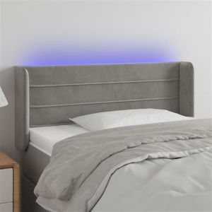 VidaXL Tête de Lit à LED Meuble de Chambre à Coucher Accessoire de Lit Simple Tête de Cadre de Lit Intérieur Gris Clair 83x16x78/88 cm Velours 3123406