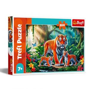 Trefl Les Habitudes de Tigre - Puzzle 200 Pièces - Puzzle coloré avec des Animaux, pour Les Enfants à partir de 7 Ans