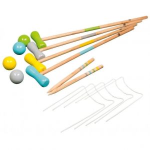 Happy People Jeu de croquet en bois 75 cm 20 pi&egrave;ces