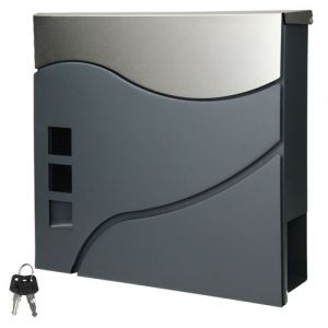 Ecd Germany Boîte aux lettres moderne murale en acier avec porte journaux et clés anthracite