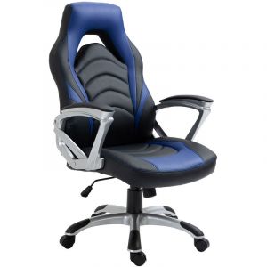 CLP Fauteuil de Bureau Gaming Foxton Similicuir Ajustable Pivotant, Noir - Bleu