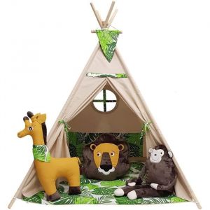 Izabell Tente de jeu pour enfants - Tipi - Pour l'intérieur et l'extérieur - Tipi indien avec fenêtre et accessoires