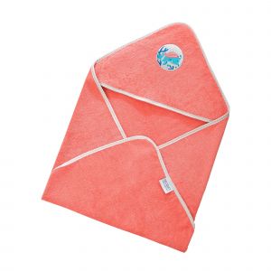 Cape de bain b&eacute;b&eacute; rose 70X70 en coton