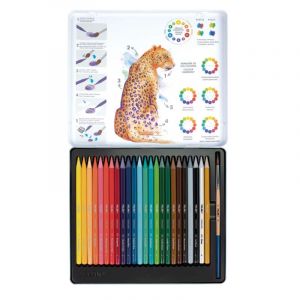 Étui en métal dessin 24 lèvres aquarelles avec pinceau Milan