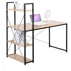 Calicosy Bureau style industriel avec 4 étagères 120,000000 Bois Clair