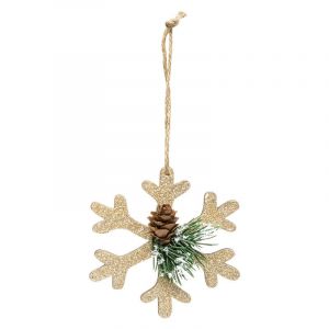 Suspension flocon doré nature 10 cm