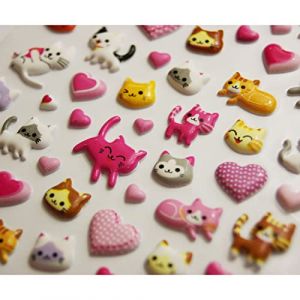Stickers repositionnables - Mousse - Chats Rose