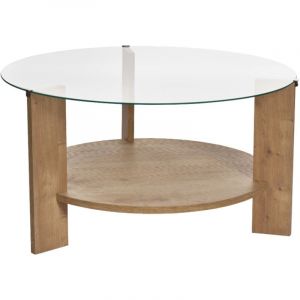 Calicosy Table basse 2 plateaux dont 1 en verre trempé D75 cm - CLARA
