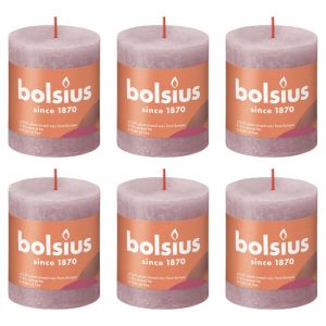 Bolsius Bougies pilier rustiques Shine 6 pcs 80x68 mm Rose cendre