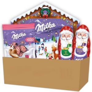 Milka Chocolat Noël Calendrier de l’Avent Magic Mix 147g Père Noël Lait 90g Père Noël Noisette 95g Bonbons Lait Pétillant 86g