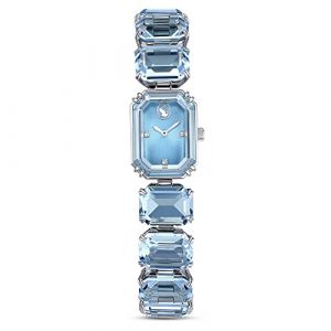 Image de Swarovski Montre-Bracelet Millenia, cristaux bleus de taille octogonale dans un cadre en acier inoxydable