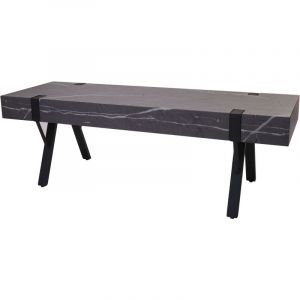 Rack TV MENDLER HWC-L54, Table TV Lowboard Table TV, métal 42x120x40cm aspect marbre gris