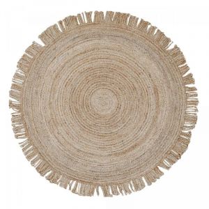 Tapis rond tissé main diametre 100 jt satch beige, tapis jute artisanal