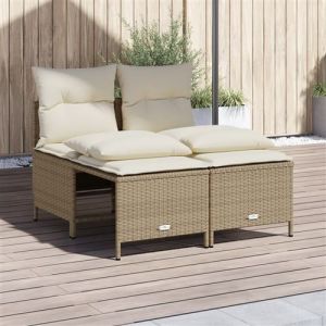 VidaXL Salon de jardin avec coussins 4 pcs beige résine tressée, ensemble de canapés d'extérieur, salon de jardin, ensemble de canapés en résine tressée