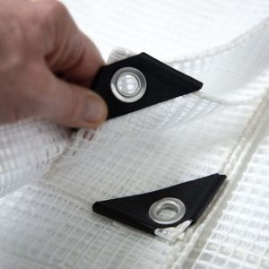 Toile multiusage avec Oeillets imperm&eacute;able Leno 240 g/m&sup2; Blanc / Transparent 6 x 1,5 m