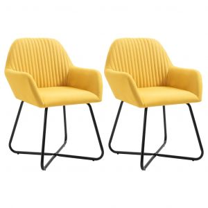 VidaXL Chaises de Salle &agrave; Manger Tissu 2 pcs Jaune - Jaune