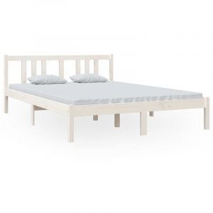 VidaXL Cadre de Lit Bois Massif Blanc 140x200 cm White