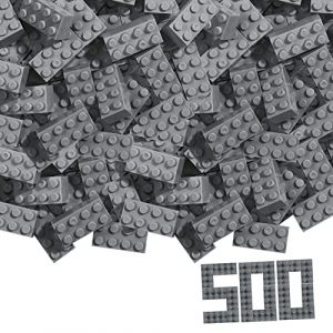 Image de Simba Toys Blox Lot de 500 Blocs de Construction Gris pour Enfants à partir de 3 Ans 8 Briques dans Un Carton de Haute qualité, entièrement Compatible avec de Nombreux Autres Fabricants