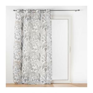 Douceur d'int&eacute;rieur, Voilage &agrave; &OElig;illets (140 x 280 cm) Tilda Blanc, Voile Sabl&eacute; Imprim&eacute;