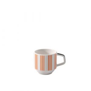 Villeroy & Boch Memphis Collection tasse à expresso multicolore, résistant au lave-vaisselle/micro-ondes, tasse à expresso, design iconique, motif géométrique en orange et blanc, porcelaine Premium