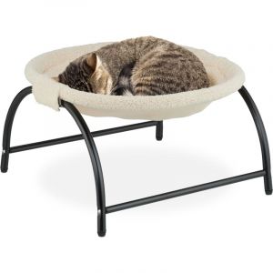 Relaxdays Lit surélevé pour Votre Chat, siège Moelleux et Armature Solide, H x L x P : 25 x 45 x 42 cm, Beige et Noir