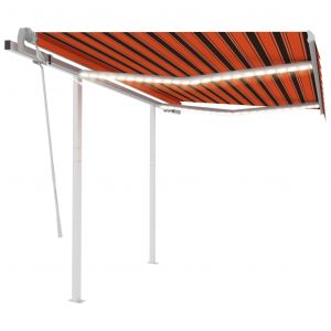 VidaXL Auvent manuel r&eacute;tractable avec LED 3x2,5 m Orange et marron