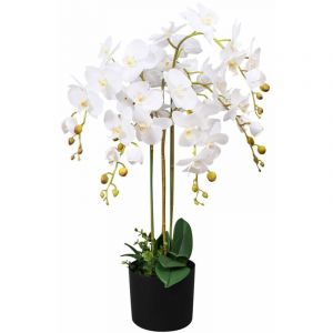Décoshop26 Plante artificielle avec pot orchidée 75 cm blanc - or