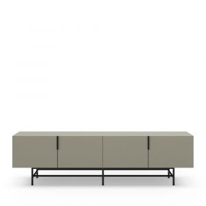 DRAWER Meuble TV 4 portes en bois et m&eacute;tal L200cm - Vert amande