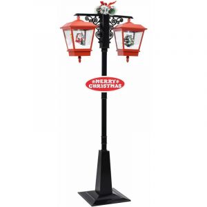 Image de VidaXL Lampadaire de Noël avec Père Noël Noir et rouge 81x40x188cm PVC