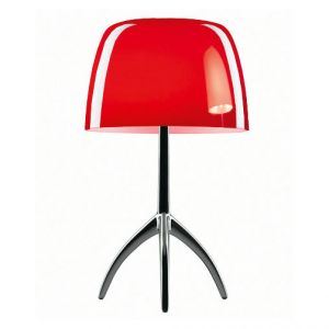 Foscarini Lampe De Table Lumiere Grand Dimmer (Chrome Noir / Cerise - Verre Souffl&eacute; Et Aluminium Verni)