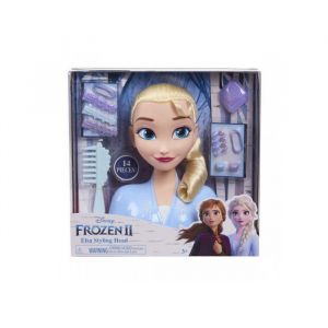 Tete a coiffer elsa 14 accessoires coiffure - reine des neiges - poupee disney princesse blonde - set jouet enfant et carte