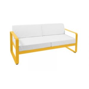 Fermob Canapé droit Bellevie 2 places / L 160 cm - Tissu blanc blanc,miel en métal