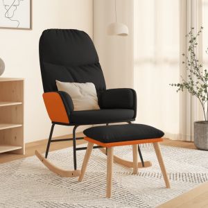 VidaXL Chaise à bascule avec tabouret Noir Tissu