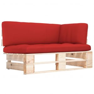VidaXL Canap&eacute; d'angle palette de jardin Bois de pin impr&eacute;gn&eacute; Rouge