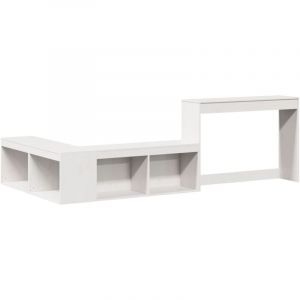 VidaXL Table de chevet avec bureau blanc bois de pin massif