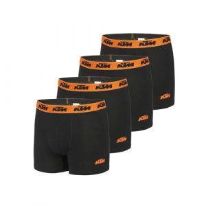 KTM Bike Industries Boxer Homme Coton, Caleçon Homme Hypoallergénique & Naturel (Lot de 4), Noir, Orange, Taille L