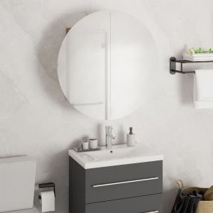 VidaXL Armoire de salle de bain miroir rond et LED Chêne 47x47x17,5 cm