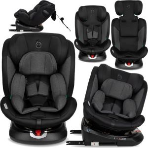 MoMi EMI Siège auto évolutif pivotant 360°- I-SIZE 0-36kg | 40-150cm | ISOFIX TOP TETHER - Noir