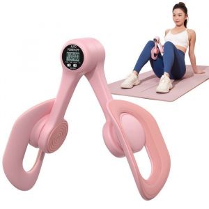 Merach - leg trainer, Appareil cuisses adducteurs pectoraux 360° avec compteur, renforcement pelvien, post-accouchement, Portable Rose