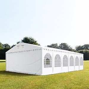 Intent24 Tente de r&eacute;ception 8x12 m - anti-feu H. 2,6m blanc PVC 550g/m&sup2; pavillon 100% imperm&eacute;able.FR