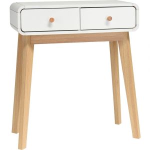 Cassie Table console avec 2 tiroirs en effet chêne blanc