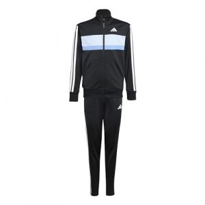 Adidas Mixte enfant SEASONAL ESSENTIALS TIBERIO 3 STRIPES TRICOT TRACKSUIT, black/glow blue/blue fusion/white, 11-12 Years