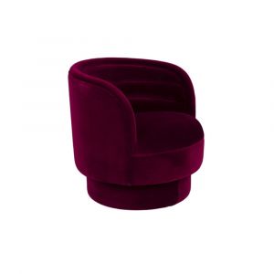 Dutchbone Fauteuil pivotant en velours rouge 77x79x78cm Dorothy