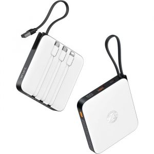 Vrurc Batterie Externe 20000mah, Mini Power Bank Usb C 22.5w, 4 C&acirc;bles Int&eacute;gr&eacute;s, Led Pour Iphone Huawei Xiaomi.