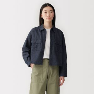 Sur-chemise l&eacute;g&egrave;re en denim de kapok m&eacute;lang&eacute; pour femme
